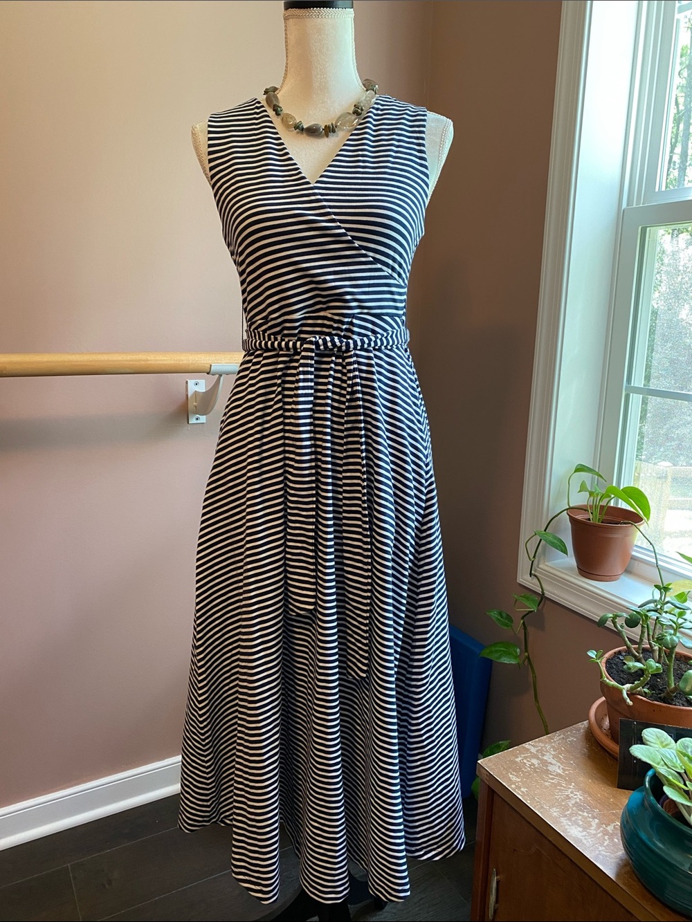 Pact striped surplus midi dress S NWTs